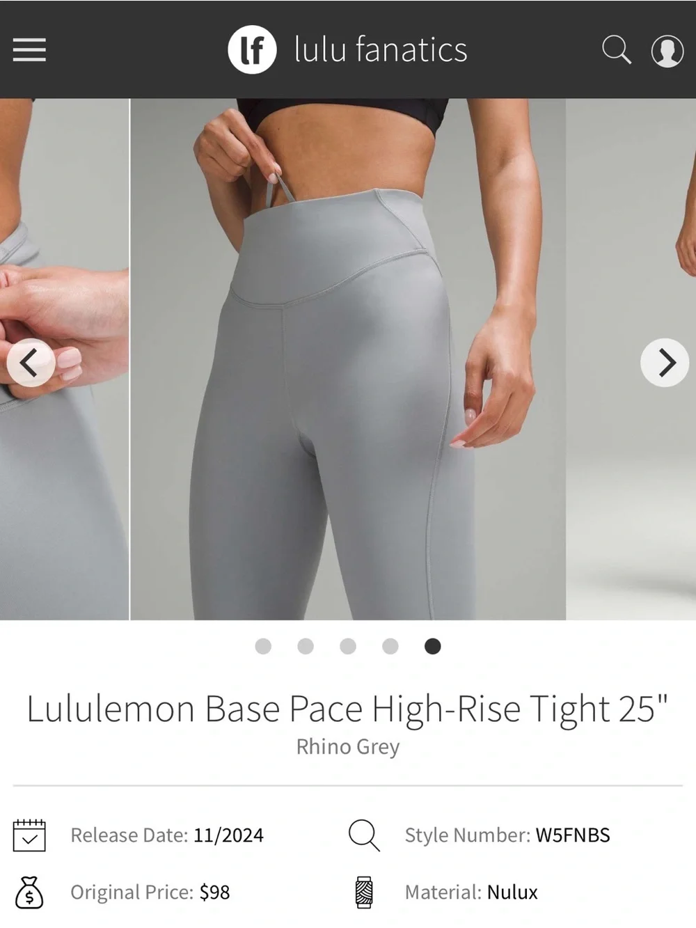 NWT Lululemon Base Pace High-Rise Tight Leggings 25